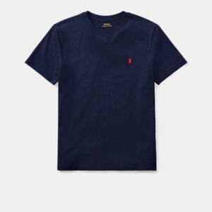 POLO RALPH LAUREN V-neck T-shirt In Navy Blue with Red Pony